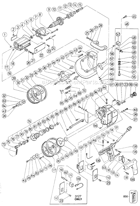 Page A Diagram and Parts List for 3127 Type 1 Black and Decker Band Saw